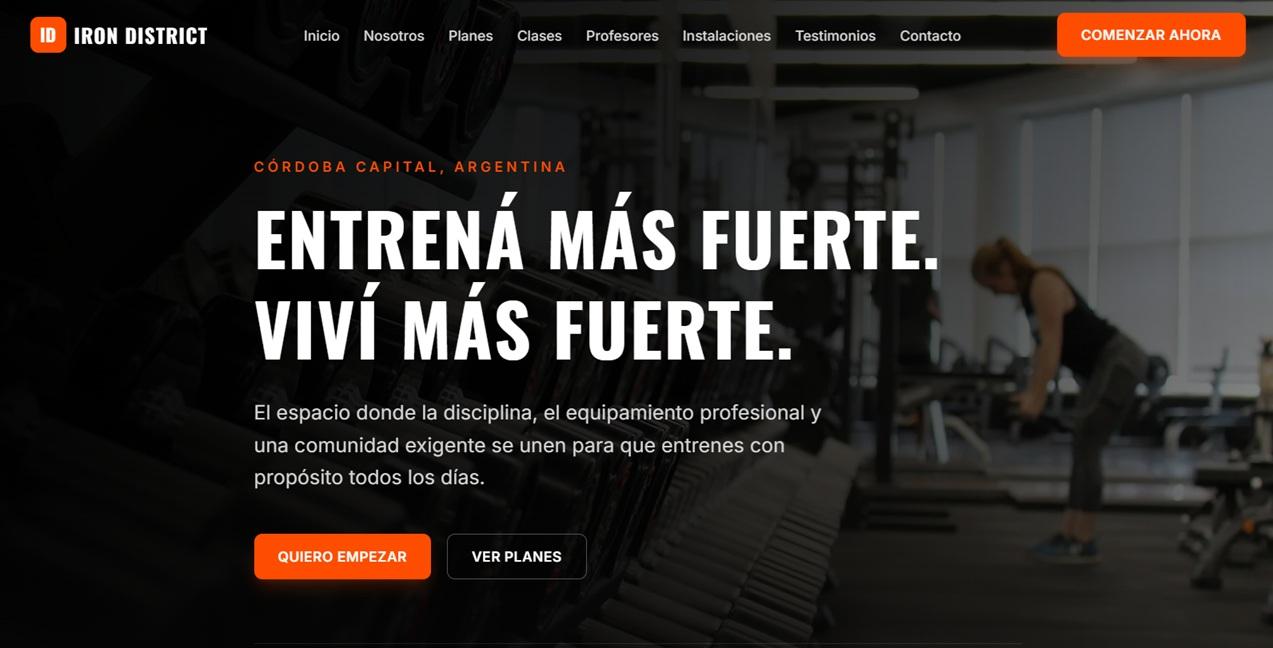 Demo web gimnasio Iron District
