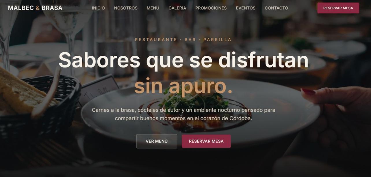 Demo web restaurante Malbec & Brasa